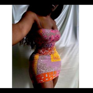 MULTI color Bandana mini dress BRAND NEW